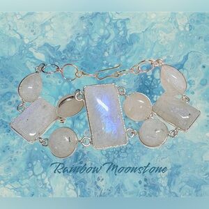 Rainbow Moonstone Silver Bracelet